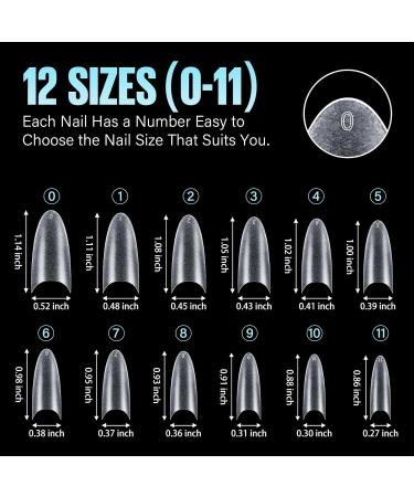 TOMICCA Long Oval French Edge Nail Tips - 240pcs Clear Matte False Nails for Acrylic Extensions | Half Cover Artificial Nails in 15 Sizes - Salon Quality - Buy Online on SooperMarket.com