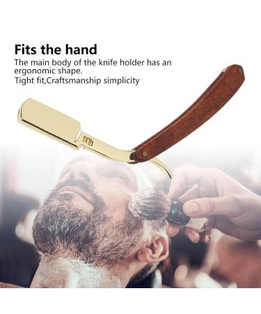 Men's Beard Knife Holder | Ergonomic & Foldable Metal Design - Premium Stainless Steel & Solid Wood | Perfect for Gentleman's Grooming - Buy Online on SooperMarket.com