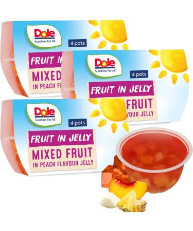 Dole Mixed Fruit In Peach Jelly 3 x 4 Packs of Assorted Fruits Healthy Snack No Added Sugar Fruit Cocktail Bowls Perfect for Breakfast & Dessert or Adding to Recipes Mixed Fruit in Jelly Pack of 12 (Mixed)