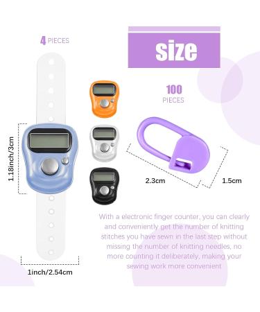 Kingdder Stitch Counters LCD Finger Digital Counter - Set of 4 Random Color Stitch Markers for Knitting and Crocheting - Buy Online on SooperMarket.com