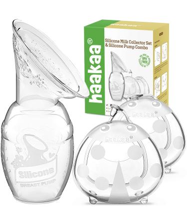 haakaa 100ml Manual Breast Pump and 75ml Wearable Ladybug Breast Milk Collector Combo for Breastfeeding 100ml Pump*1+Ladybug Collector*2