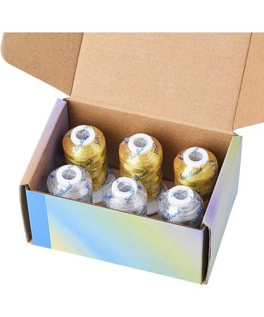 Simthread Metallic Embroidery Machine Thread - 6 Spools (3 Gold + 3 Silver) 500M - Ideal for Embroidery and Decorative Sewing - Buy Online on SooperMarket.com