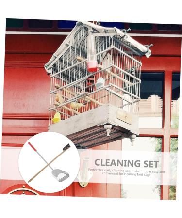 Housoutil 2pcs Set Cage Birds and Wooden Accessory Supplies Shovel Steel Long Parrot for Cleaning Brush Pet 7x9cm Assorted Color - Buy Online on SooperMarket.com
