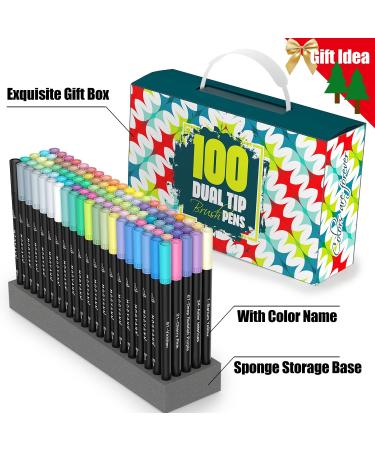 Mogyann 100 Colors Dual Tip Brush Pens for Coloring and Calligraphy - Multicolor - Buy Online on SooperMarket.com