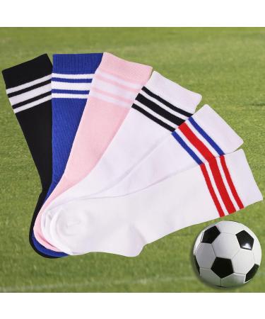 Kids Soccer Socks Toddler Striped Knee High 3-5T Cotton Sports Socks - Black/White (2 Pairs) - Buy Online on SooperMarket.com