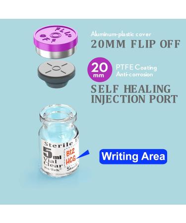 Ks-Tek 5ml Sterile Empty Vials with Self-Healing Injection Port & Aluminum Cap (Pack of 10) - Sterile Packaging - Buy Online on SooperMarket.com