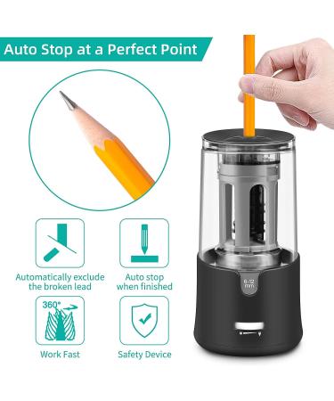 Electric Pencil Sharpener  Super Sharp Pencil Sharpener for Colored Pencils  Auto Stop  Fast Sharpen Pencil Sharpener Plug in for 6-12mm No.2/Colored/Sketch Pencils  Suit for School  Office (Black) - Buy Online on SooperMarket.com