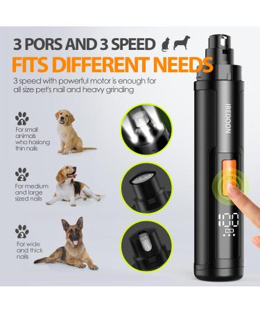 IREDOON Dog Nail Grinder Upgraded - Professional 3-Speed Electric Pet Nail Grinder for Painless Paws Grooming - Suitable for Small to Large Dogs - Black - Buy Online on SooperMarket.com