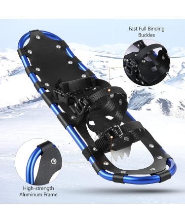 Lixada 23-Inch Lightweight Aluminum Alloy Snowshoes with Adjustable Bindings, Trekking Poles, and Carrying Bag - Blue - Buy Online on SooperMarket.com