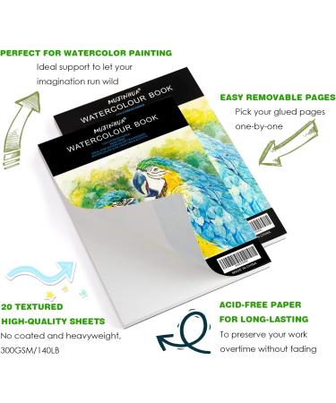 MUJINHUA Watercolor Paper 140lb 6.1X8.7 - 20 Sheets, Cold-Pressed, Acid-Free | Ideal for Watercolor Painting, Wet Media, Sketchbook | Textured Paper for Kids & Beginners - Buy Online on SooperMarket.com