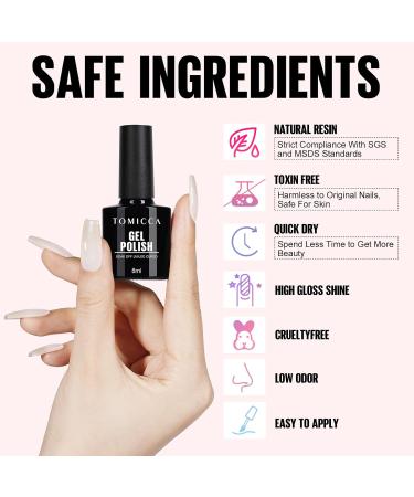 TOMICCA 4PCS Jelly Nude Pink White Gel Nail Polish Set - Sheer Clear Crystal Translucent French Manicure DIY Home Kit 8ML - Buy Online on SooperMarket.com
