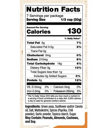 Majans Bhuja Gluten Free Snack Mix  Non-GMO  No Preservatives  Vegetarian Friendly  No Artificial Colors or Flavors  Crunchy Seasoned Peas  7 Ounce (Pack of 6) - Buy Online on SooperMarket.com
