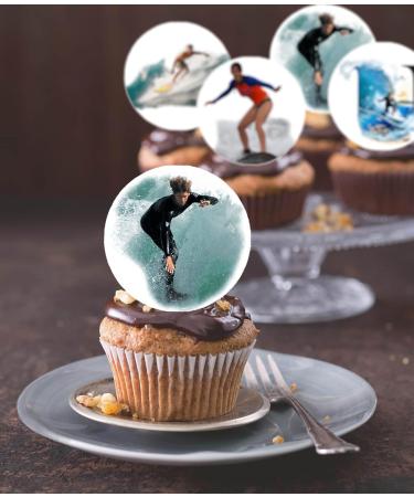 24 x Pre-Cut Surfing 4 Edible Stand up Wafer/Rice Paper Cupcake Cake Toppers Birthday Party Beach Holiday Surfboard Ocean Water Sport Decorations (Surfing 4) - Buy Online on SooperMarket.com