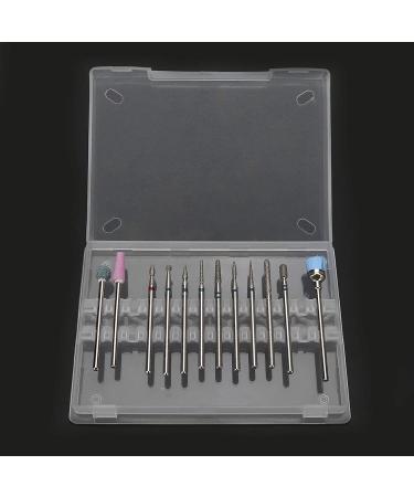 12pcs Tungsten Alloy Nail Drill Bit Set | Electric File Grinding Head with Storage Box for Professional Manicure - Buy Online on SooperMarket.com