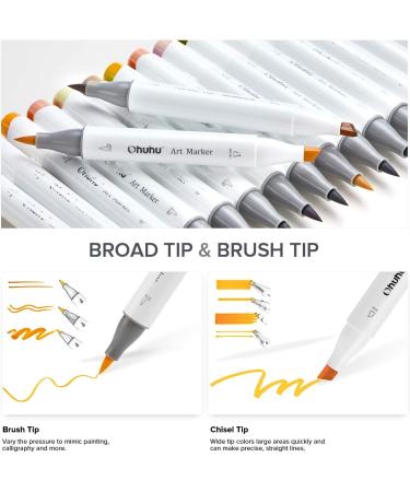 Ohuhu Skin Tone Alcohol Markers Brush Tip - 24 Portrait Skin Colors + Blender - Honolulu - Buy Online on SooperMarket.com