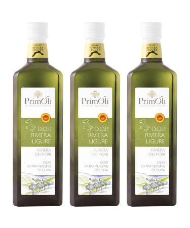 Primoli cold -pressed olive oil D.O.P.Riviera Ligure from northern Italy slightly fruity ideal for fish seafood and to prepare delicaters Saßen 3x500 ml D.O.P.Riviera Ligure 500 ml (3 pack)