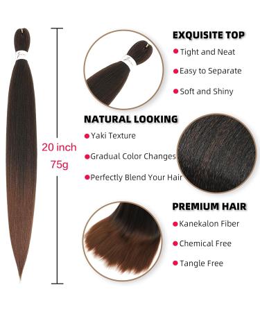 Xusuperb 20 Ombre Pre-Stretched Braiding Hair Extensions - Soft Knotless Yaki-Textured Braids (6 Packs T1B/30#) for Easy Styling - Buy Online on SooperMarket.com