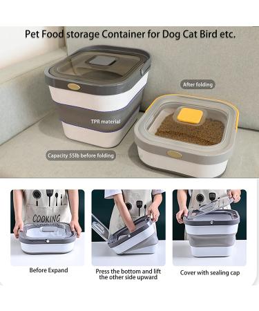 Kesoin Pet Food Storage Container - Airtight Foldable Bin with Scoop - 13L Capacity (Grey) - Buy Online on SooperMarket.com