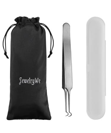 JewelryWe Blackhead Remover Stainless Steel Pimple Remover Clips Curved Needle