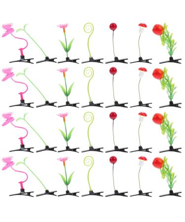 KALLORY Decorative Hair Clips Girl Hair Clips Sprout Hair Clips Flower Bean Hair Plant Mini Grass Hair Barrettes for Women 28pcs (Mixed Style) Sunflower Hair Clip Womens Hair Clips