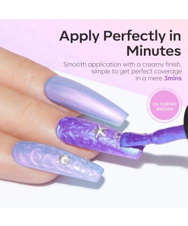 Modelones Gel Nail Polish 6 Colors Shimmer Pearl White Pink Purple Mermaid Nail Drawing Glitter Gel Polish Soak Off Led Summer Nail Gel Swirl Shell Thread Effect DIY Mani Gift with Dotting Pen Pearl Purple - Buy Online on SooperMarket.com