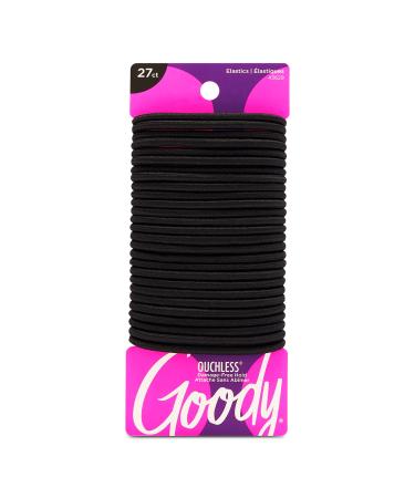 Goody Ouchless Womens Elastic Hair Tie - 27 Count Black - 4MM for Medium Hair- Hair Accessories for Women Perfect for Long Lasting Braids Ponytails and More - Pain-Free