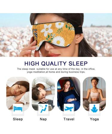Haskirky Light Blocking Eye Mask | Breathable & Adjustable for Men and Women | Ideal for Travel, Yoga, Meditation, Office, Deep Sleep | White Flower Print - Buy Online on SooperMarket.com