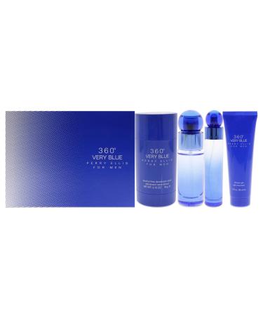 Perry Ellis 360 Very Blue For Men 4 PCS Eau De Toilette Gift Set 0.85 Fl Oz (Pack of 4)
