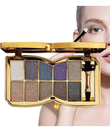 10 Colors Glitter Eyeshadow Pallet Shimmer Colorful Eyeshadow Palette Makeup Diamond Bright Makeup Shimmery Highly Pigmented Waterproof Long-lasting Sweatproof Practice Make Up - Buy Online on SooperMarket.com