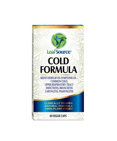 Leafsource Cold Formula Capsules Naturally Reduces Duration & Relieve Cold Symptoms Flu Upper Respiratory Tract Infections Bronchitis Sore Throat and Laryngitis Plant-Based Ingredient Vegan Immune Modulator NPN 80114231 (60 Counts) 60 count (Pack of 1)