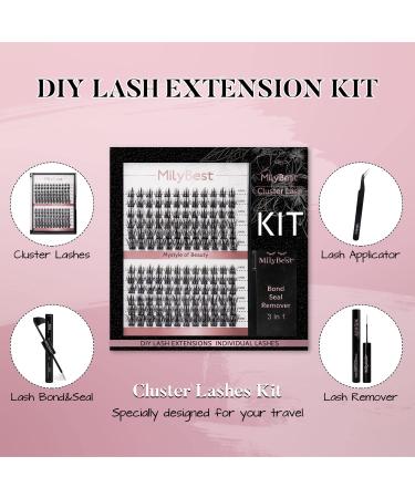 MilyBest DIY Lash Extension Kit - 144 Pcs Individual Lashes, Eyelash Glue, Applicator Tool, and More - Easy to Apply at Home (Kit M03) - Buy Online on SooperMarket.com