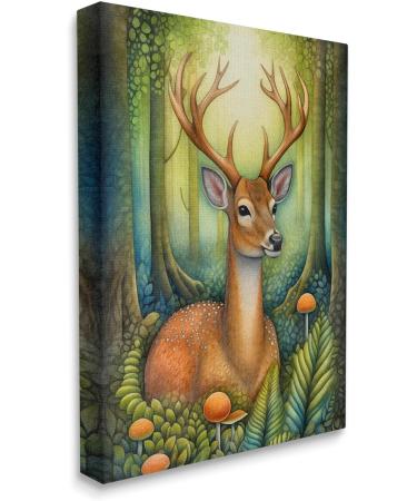 Stupell Industries Deer with Nature Mushrooms Canvas Wall Art by The Dutch Lady 16 x 20 - Buy Online on SooperMarket.com