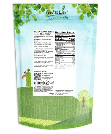 Organic Black Sesame Seeds 12oz - Raw Unhulled Kala Til Seeds, Kosher, Vegan - High Fiber, Calcium & Iron - Ideal for Sesame/Tahini Paste, Baked Goods & Noodles - Buy Online on SooperMarket.com