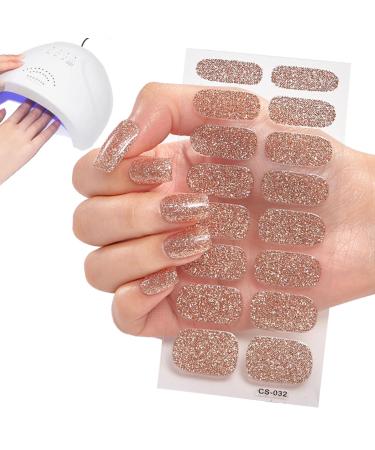 Shichangda Semi Cured Gel Nail Strips - Peel And Stick Nail Wraps Semi-Cured Gel Nail Strips Long Lasting Gloss Nail Strips Easy To Apply And Remove Gel Nail Stickers Cs032