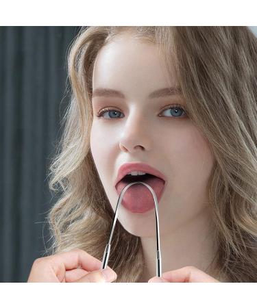 Stainless Steel Tongue Scraper Set with Travel Case - Reduce Bad Breath, Metal Cleaner for Adults - 2 PCS Silver - Buy Online on SooperMarket.com