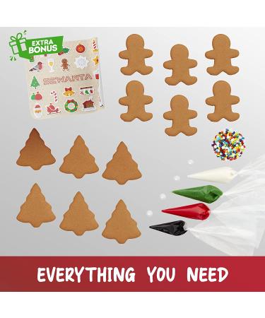 Holiday Fun Baking Set: Gingerbread Man & Tree Cookie Kit with Pre-Baked Cookies, Candies, Fondant, Icing, Decorating Bags, Tips, and Holiday Stickers - Buy Online on SooperMarket.com