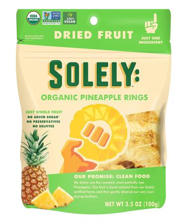 SOLELY Organic Dried Pineapple Rings 3.5oz (Pack of 2) | Vegan, Non-GMO, No Added Sugar | Independent Cuisine - Buy Online on SooperMarket.com