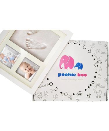 Pookie Boo Premium Baby Hand and Footprint Set - Real Wood Frame & Placeholder for 2 Baby Photos | Perfect Gift for Toddlers Mothers & Fathers - Buy Online on SooperMarket.com
