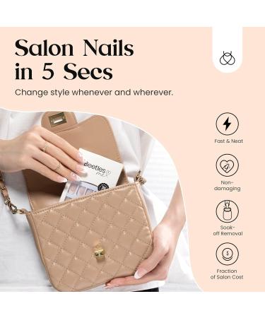 Beetles Press On Short French False Nails - 30PCS White & Nude Full Cover Nails with Glue & Adhesive Tabs - Mini File Included - for Women & Girls - Buy Online on SooperMarket.com