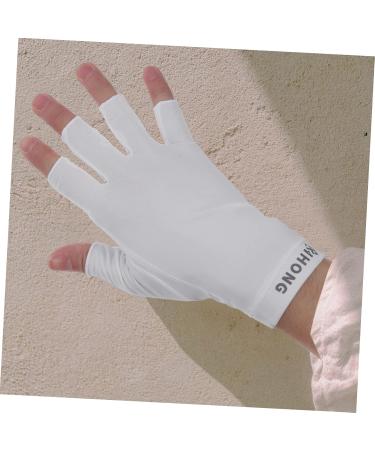 OSALADI 1 Pair Uv Gloves Womens Gloves Nail Lamp Light Nail Gel Uv Hand Protection Gloves for Nails Uv Manicure Gloves Summer Beach Gloves Professional Protection Fingerless Gloves Shield 19.5x8cm White - Buy Online on SooperMarket.com
