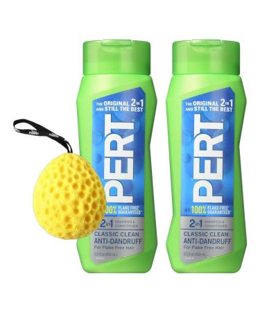 Shampoo 2 in 1 Dandruff Control - 135 oz Anti Dandruff Shampoo and Conditioner with Biotin Vitamin E to Soothe Itchy Scalp and Hair Moisturizing Bath Sponge Pack of 2