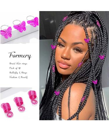Formery Pink Butterfly Hair Jewels for Braids - 20PCS Spiral Loc Jewelry for African Coiling Dreadlock Accessories - Buy Online on SooperMarket.com