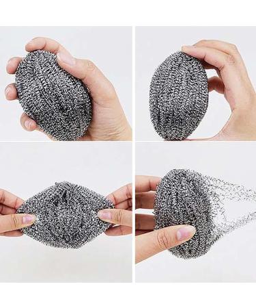 Stainless Steel Sponges Scrubbers | Hangable Kitchen Cleaning Metal Dish Scrubber Cleaning Brush For Pots Non-Stick Pot Steel Wire Ball Heavy Duty Dish Scrubber Stainless Steel - Buy Online on SooperMarket.com