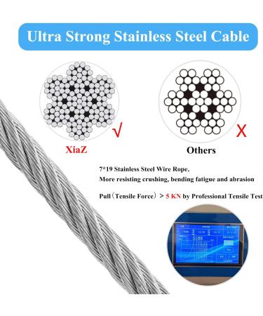 XiaZ Dog Runner Tie Out Cable for Dogs Up to 250lbs - 50ft Lead Line for Yard, Camping, Park - Silver - Buy Online on SooperMarket.com