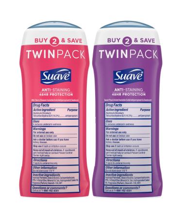 Suave Deodorant Antiperspirant for Women Variety Pack Sweet Pea & Violet + Wild Cherry Blossom 48H Protection Anti-Staining 2.6 Oz Ea (4 Piece Set) - Buy Online on SooperMarket.com