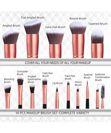BS-MALL Premium Synthetic Makeup Brushes Set - 14 Pcs for Foundation, Powder, Concealers, Eye Shadows - A-Rose Golden - Buy Online on SooperMarket.com