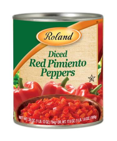 Roland Diced Red Pimiento Peppers, Specialty Imported Food, 28-Ounce Can - Pack of 6