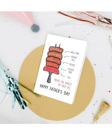 Nchigedy Funny Steak Father's Day Card | Cute Gift from Daughter or Son | You're the Rarest of Them All #14 | International Shipping Available - Buy Online on SooperMarket.com