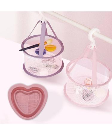 DASHIELL Makeup Brush Cleaner Bowl Heart Shape Silicone Cosmetic Brush Cleaner | Foldable Portable Washing Tool Brush Cleaning Pad for Makeup Lovers pink - Buy Online on SooperMarket.com