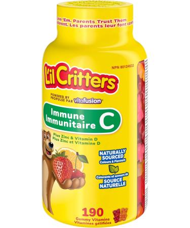 L'IL CRITTERS Immune C Plus Zinc Gummy Vitamins Naturally Sourced Colours & Flavours 190 Count - Buy Online on SooperMarket.com